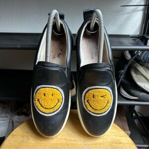 Joshua sander smiley black leather slip on platform white